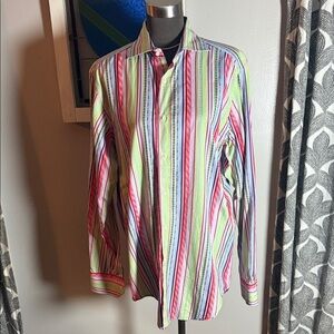 Etro Men’s Striped Cotton Jacquard Button Down Shirt SZ 40